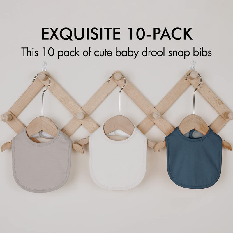 Baby Snap Bibs for Boys Girls,10 Pack Bandana Drool Bibs with Snap,Organic Cotton Snap Closure Bibs for Newborn Inspire Set