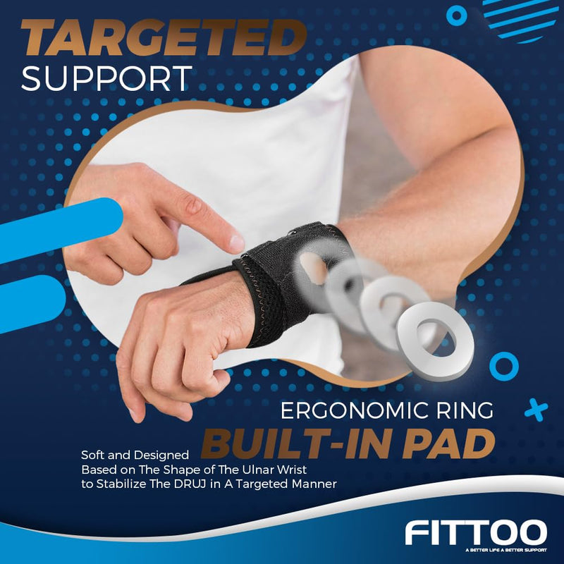 [Australia] - FITTOO Wrist Brace for TFCC Tears, Real Copper Infused TFCC Wrist Brace with Ring Pad for TFCC Tears, Ulnar Sided Wrist Pain, DRUJ Instability, Universal Size for Men & Women Right-L Coal - Right Hand Large 
