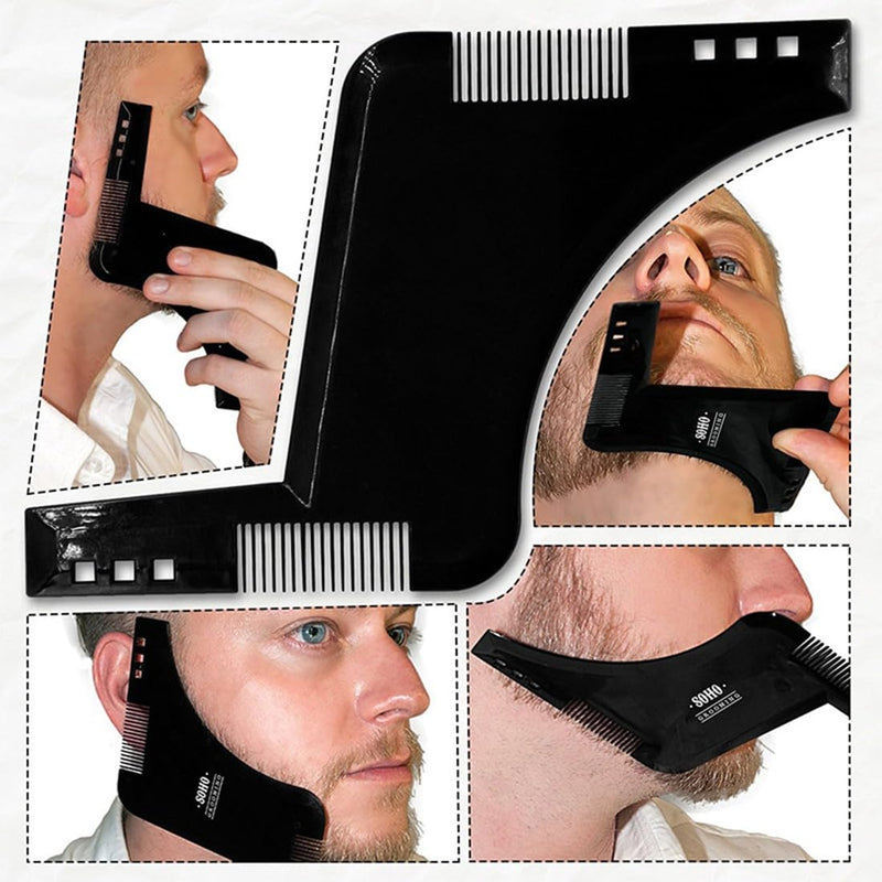 [Australia] - ZUWIJEQ beard stencil, 2 pieces beard stencil, beard comb, beard care, beard shapes for chin beard, sideburns, neck, beard stencil for easy cutting, beard comb styling tool, contour of the beard line 