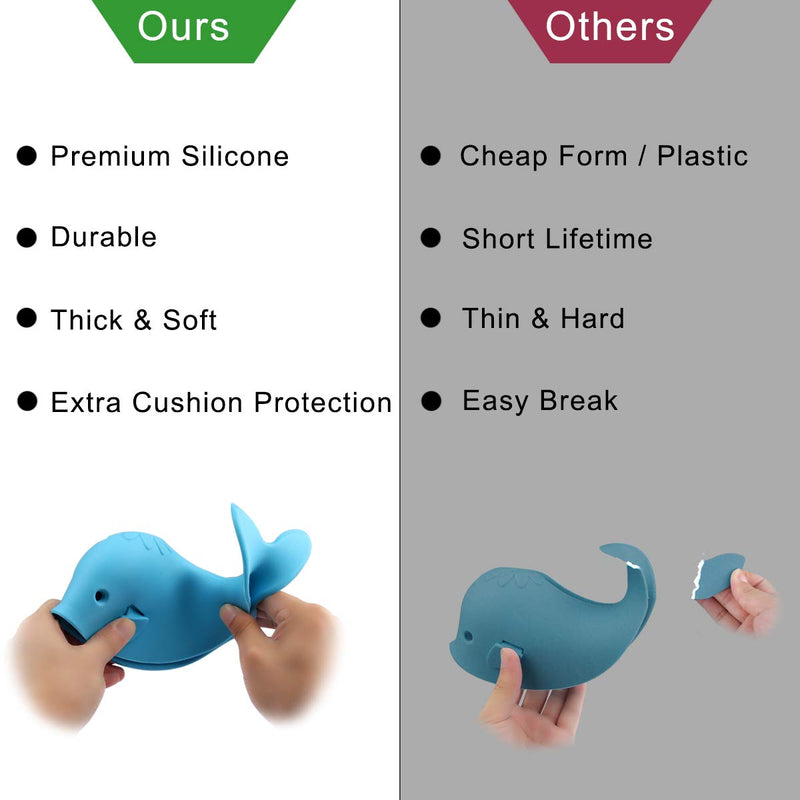 [Australia] - Bath Spout Cover, Faucet Cover Baby Bathroom Tub Faucet Cover Protector for Kids, Bathtub Spout Cover for Baby Kids Toddlers Protection Accessories Baby Safety Universal Bath Silicone Toys Whale Blue 