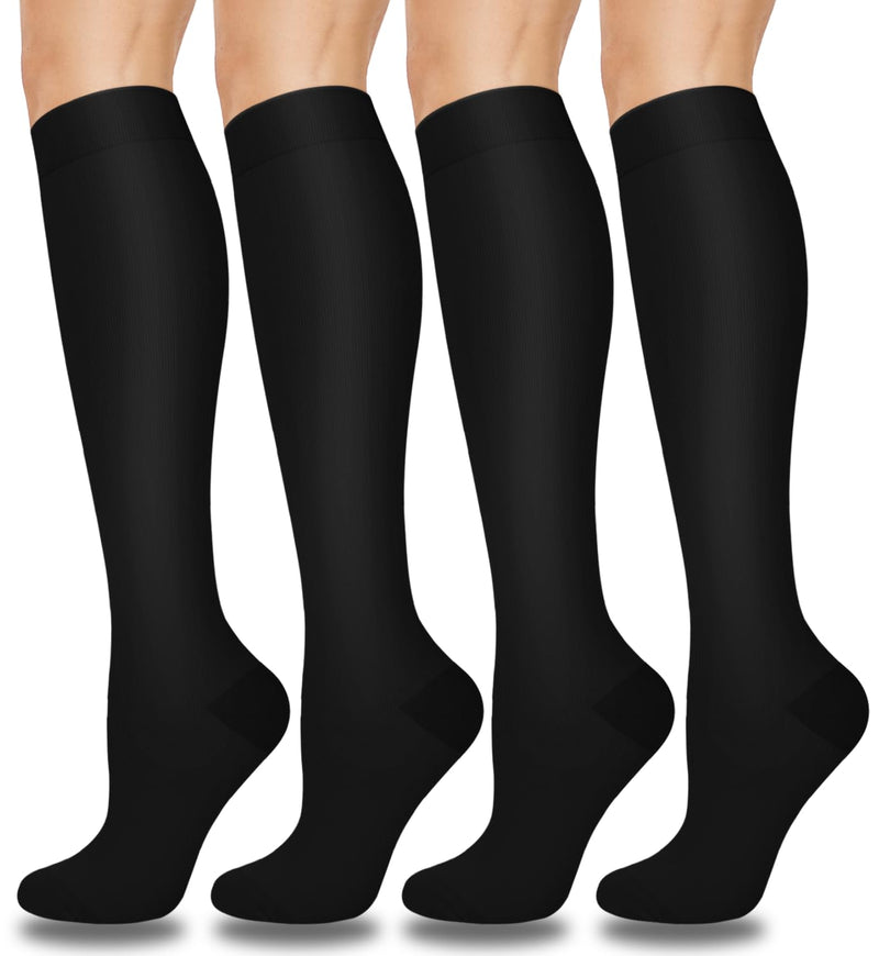 [Australia] - Aoliks Compression Socks for Women & Men 4 Pairs, Best Support for Nurses Running Travel Black Small-Medium 
