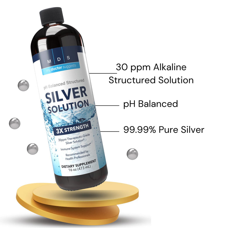 [Australia] - Alkaline Structured Silver Liquid Supplement 30ppm - Advanced Immune Support Liquid Drops - Extra Strength Structured Colloidal Silver Mineral Supplements - Made in USA (16 oz) 16 Fl Oz (Pack of 1) 
