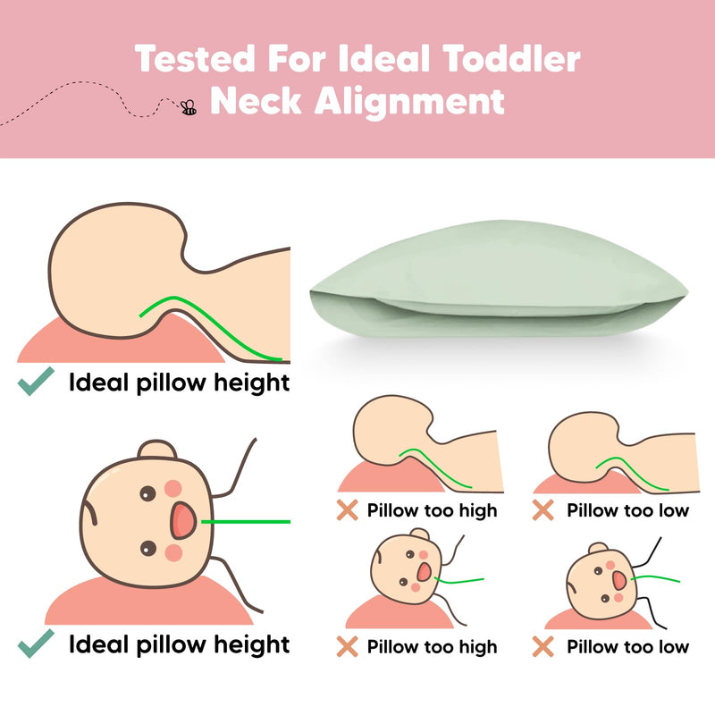 [Australia] - KeaBabies Toddler Pillow with Pillowcase, Jumbo 14X20 - Soft Organic Cotton Toddler Pillows for Sleeping - Machine Washable - Perfect for Travel, Toddler Bed Set (Sage) Sage 