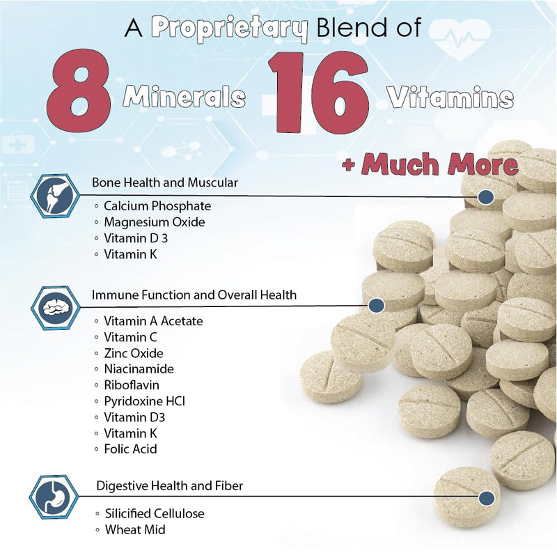 Vita-Tabs - Essential Vitamins, Minerals, Nutrients - Health Supplement for Dogs - Support Immune System, Bones - Liver Flavored - 250 Chewable Tablets - PawsPlanet Australia