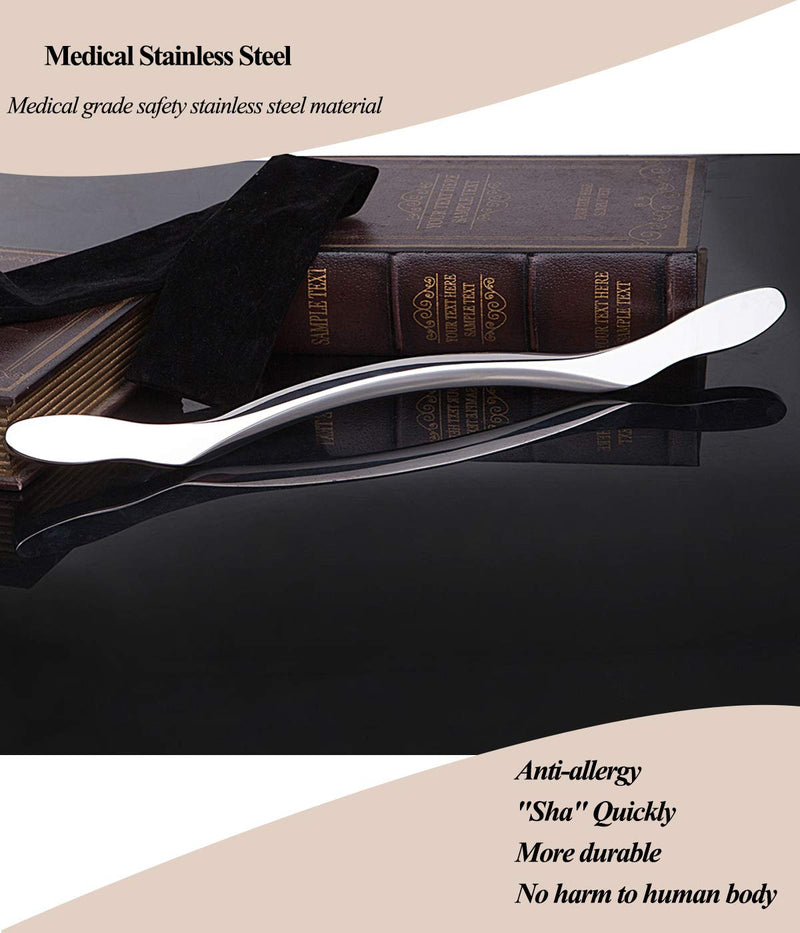 [Australia] - Stainless Steel Gua Sha Scraping Massage Tool - IASTM Tools Help Relieve Sore Muscles - Great Soft Tissue Mobilization Tool（Long Shape） 