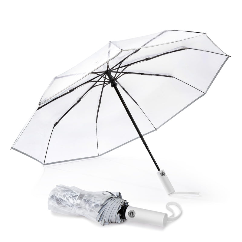 G4Free 52 inch Clear Bubble Umbrella + 42 Inch Clear Travel Umbrella, Reflective Strip, for Weddings,Prom, Graduation and Outdoor Events