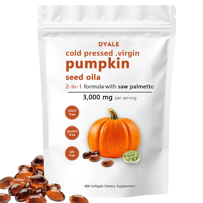 [Australia] - DYALE Pumpkin Seed Oil with Saw Palmetto,200 Softgels | Cold Pressed, Pure Virgin Oil, Essential Fatty Acids & Phytosterols | Supports Hair, Urinary, Bladder & Prostate Health | Non-GMO (1pc) 1pc 