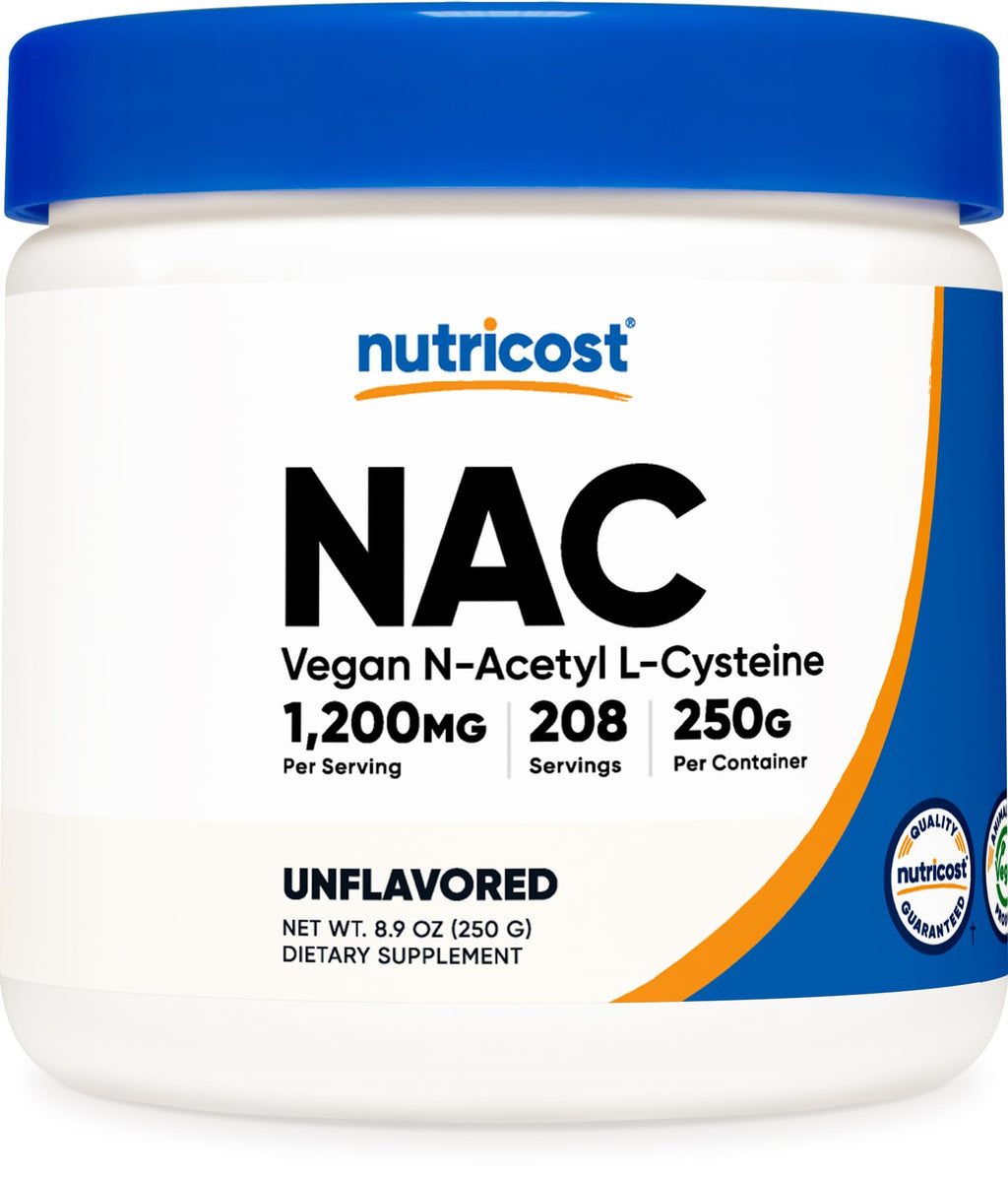 Nutricost N-Acetyl L-Cysteine (NAC) Powder 250 Grams - Vegan NAC, Non-GMO, Gluten Free Unflavored 208 Servings (Pack of 1)