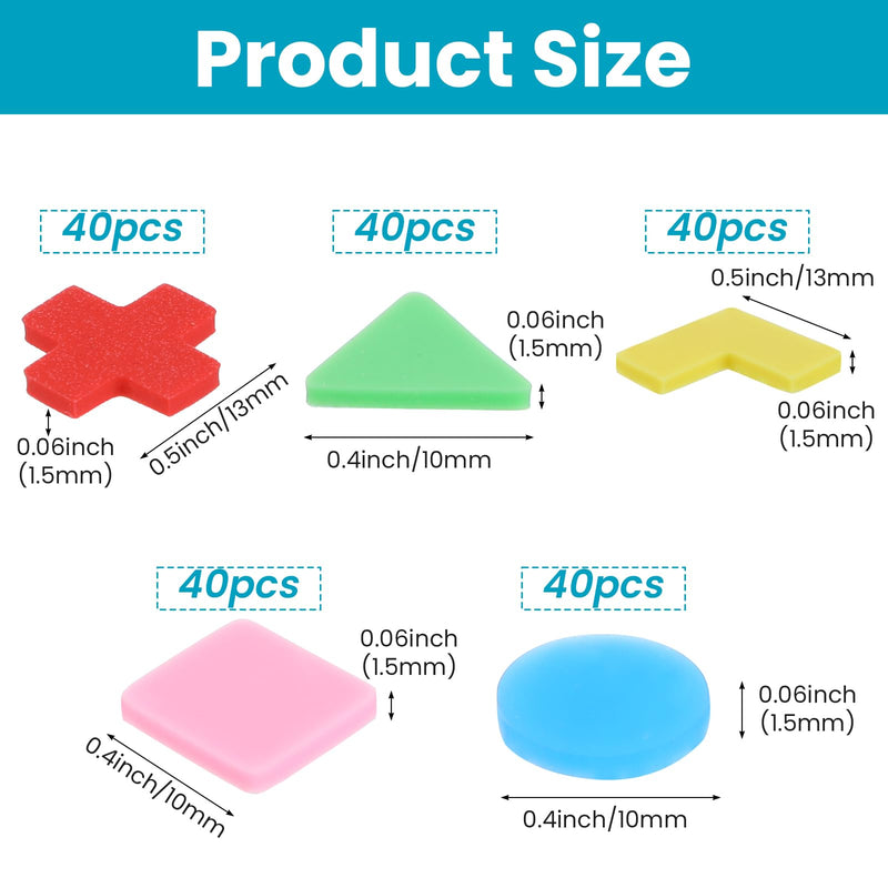 200 Pack Bump Dots for Visually Impaired Low Vision Aids Silicone Self-Adhesive Tactile Dots 5 Color Geometric Braille Stickers for Visually Impaired, Elderly, Blind