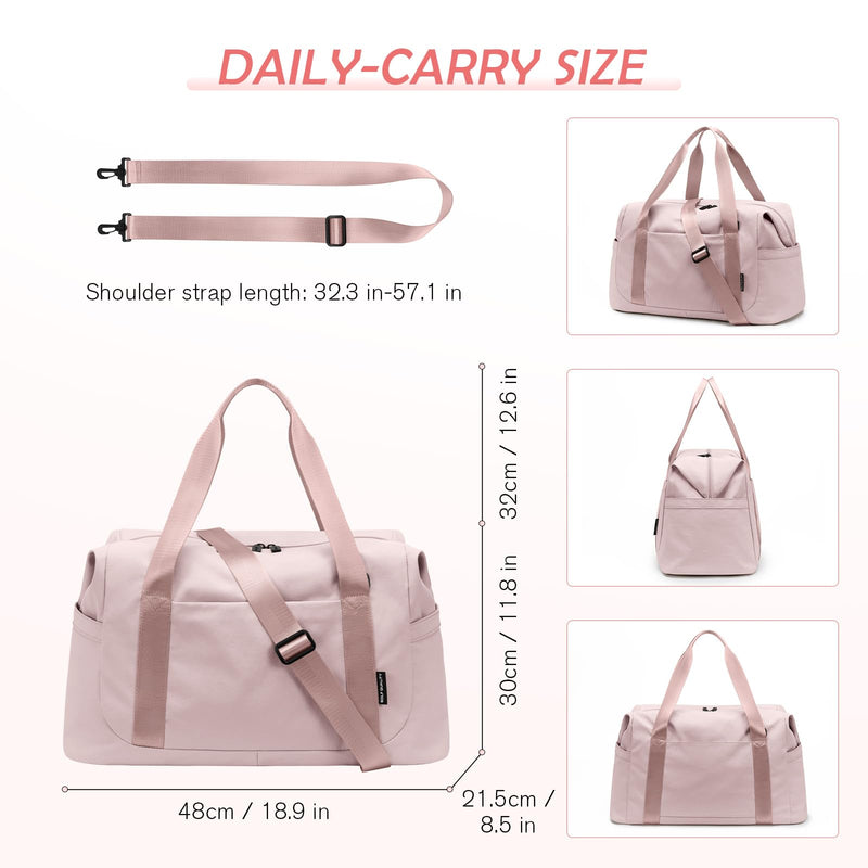 Travel Duffle Bag - Gym Bag for Women,Tote Bag Laptop Carry on Weekender Overnight Bag Organizer Duffel Bag for Travel,31L,Baby Pink Baby Pink 31L