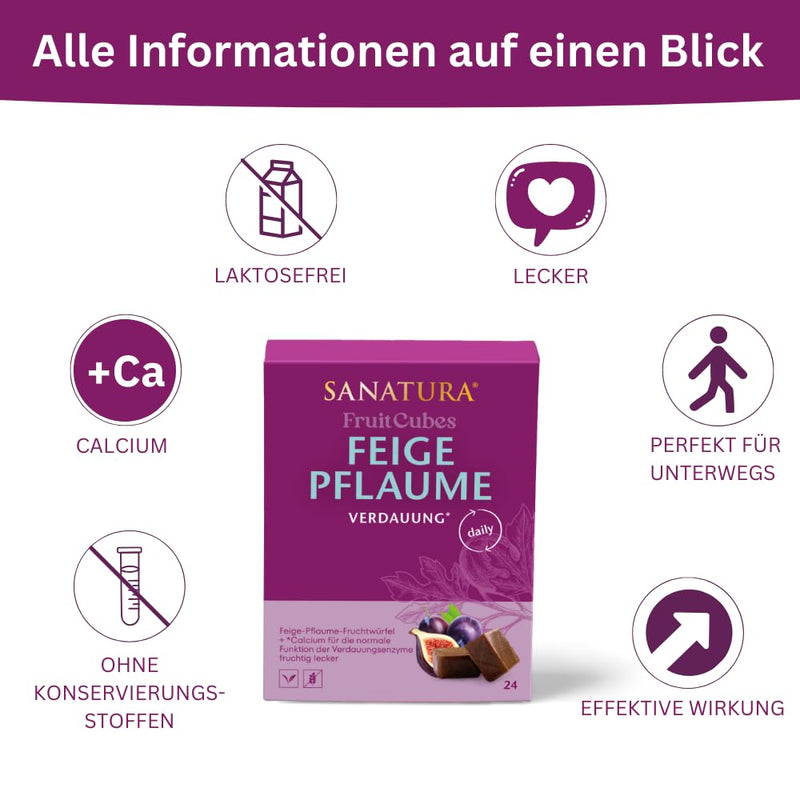 [Australia] - Sanatura Fig Plum Fruit Cubes - 24 pieces - for normal digestion - figs, plums, tamarind and inulin - 240 g 