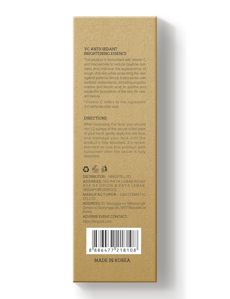 NING DERMOLOGIE Vitamin C Serum with Niacinamide & Ethyl Ascorbic Acid | Brightening, Moisturizing Face Serum for Dark Spot | Hyperpigmentation & Anti-Aging Treatment | Korean Synergy Formula 1.01oz