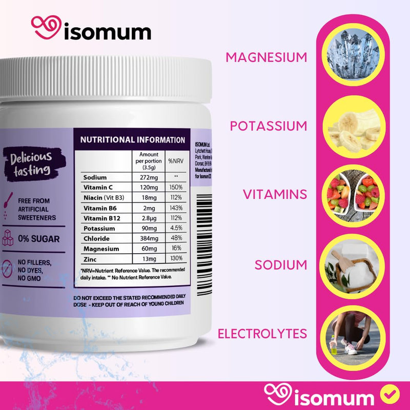 Electrolyte Powder for Pregnancy & Breastfeeding | Zero Sugar- Hydration & Energy Supplement with Essential Vitamins & Minerals | Prenatal & Postnatal | Safe for Nursing Mums - 30 Servings
