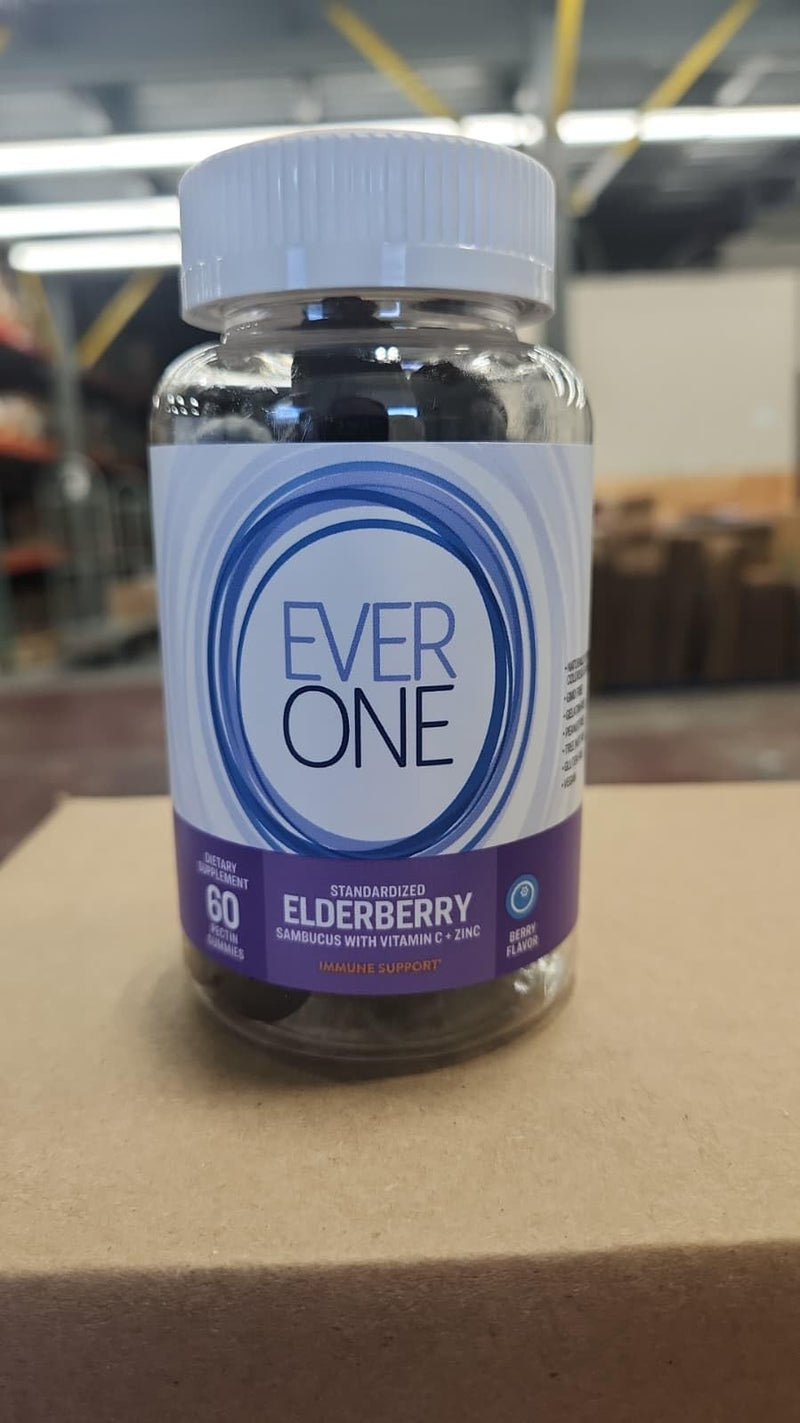 Ever One Sambucus Elderberry Gummies for Adults with Vitamin C and Zinc | Immune Support Supplement - Vegan, Gelatin Free, Gluten Free, GMO Free-Berry Flavored, Black Elderberry Immune Gummy Vitamins