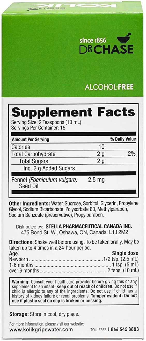 [Australia] - Dr. Chase Kolik Gripe Water Alcohol-Free - Baby’s Colic Relief - Gripe Water for Babies - Baby Gas Relief for Stomach Discomfort & Hiccups - Newborn Essentials - 5 fl. oz. (5 Fl Oz (Pack of 2)) Pack of 2 