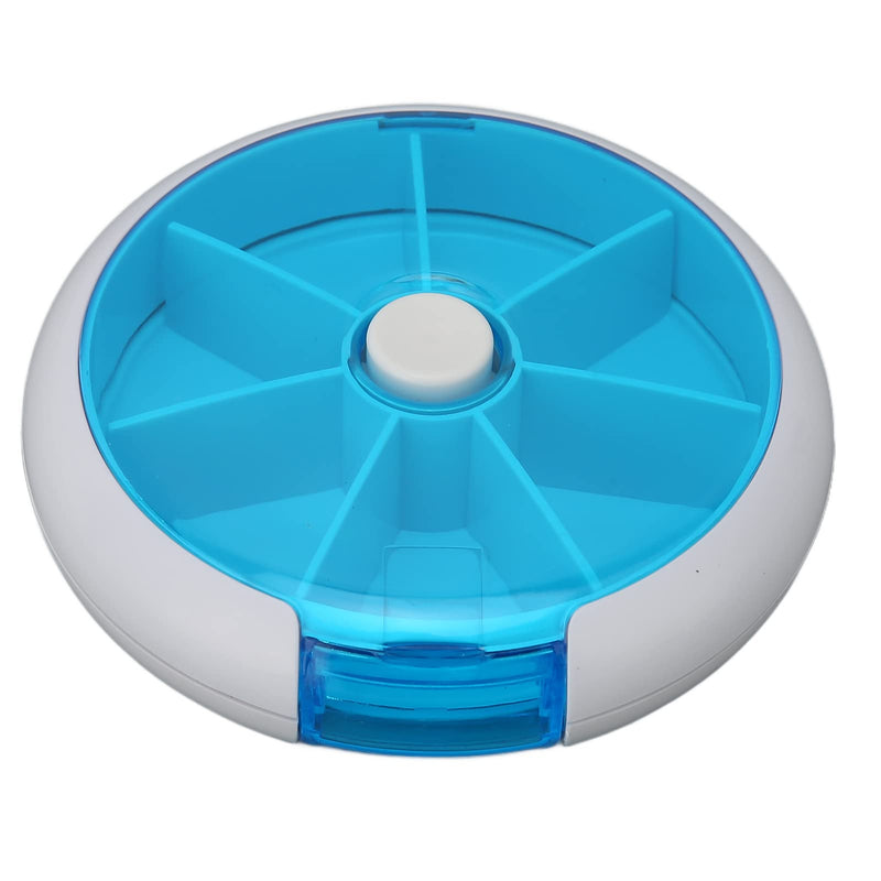 Yinhing Rotating Weekly Organizer Round 7 Day Case Supplements for Vitamins Fish Oil Travel Home Use Blue Plastic