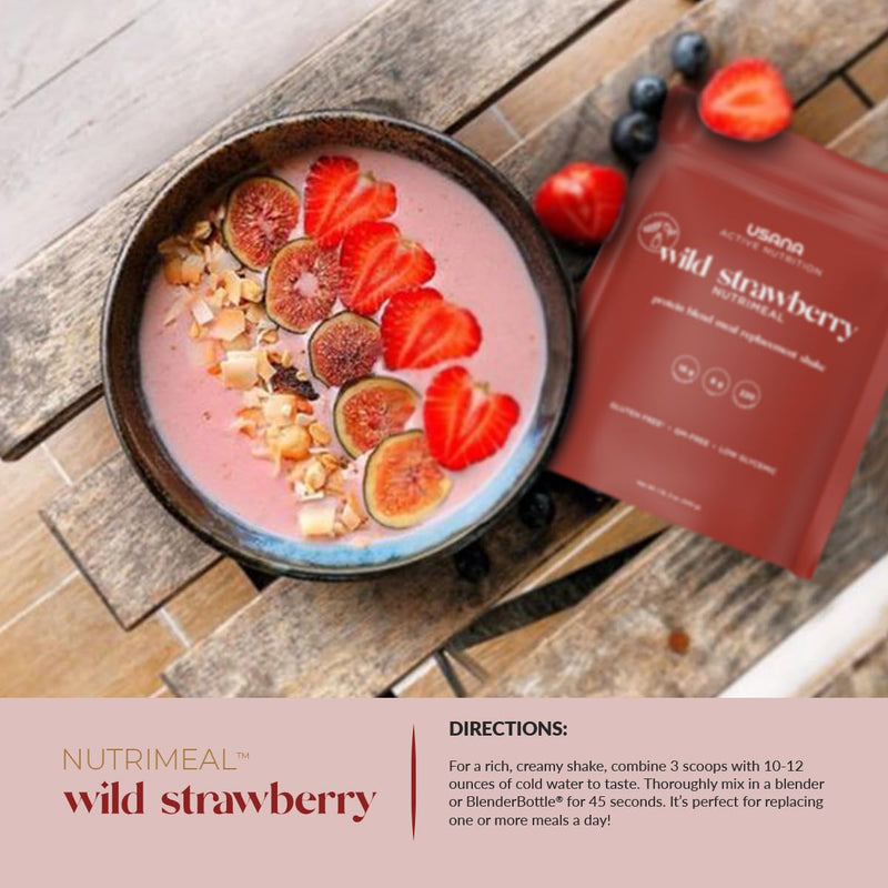 [Australia] - USANA Nutrimeal Meal Replacement Shake - Wild Strawberry - NON-GMO - Gluten Free - Low Glycemic - 540 Grams - 9 Servings 