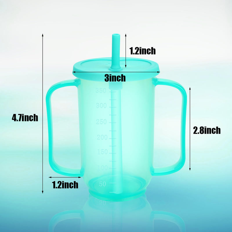 [Australia] - Ysglory 3 Pcs Spill Proof Cups for Adults 12 Oz Plastic Elderly Sippy Cup with 2 Handles Straw and Lid Dysphagia Drinking Cups for Home Hospital Disabled Patients 