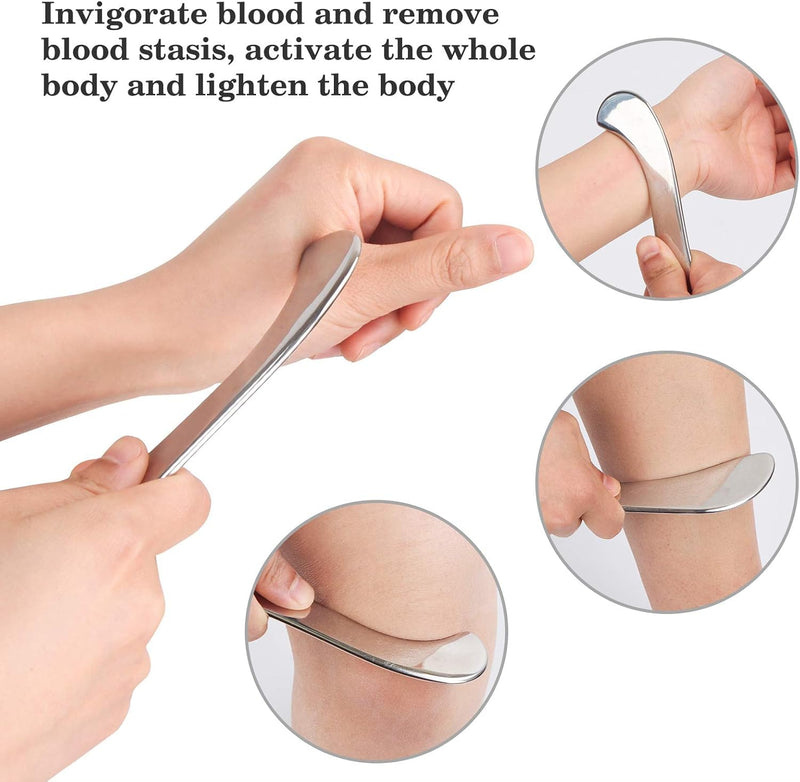[Australia] - 3 in 1 Guasha Massage Tool, Grade Stainless Steel Scraping Tool for Soft Tissue Upgrade Physical Therapy Stuff,Used for Back, Legs, Arms,Neck,Shoulder, Gua sha Tool… (Square+S-Shape+D-Shape) Square+S-shape+D-shape 
