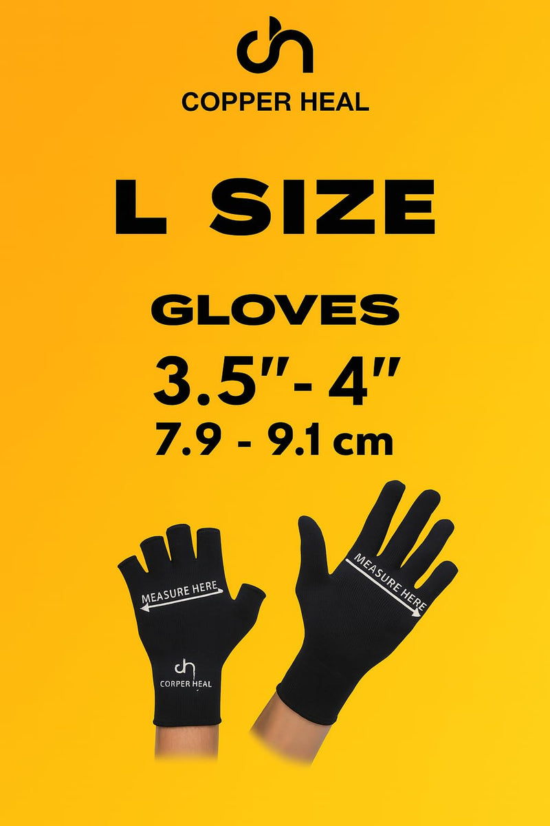 [Australia] - COPPER HEAL Compression Gloves Size L Bundle – 1 Full Finger + 1 Fingerless Pair – 88% Copper Infused – Arthritis & Pain Relief – SAVE 20% 