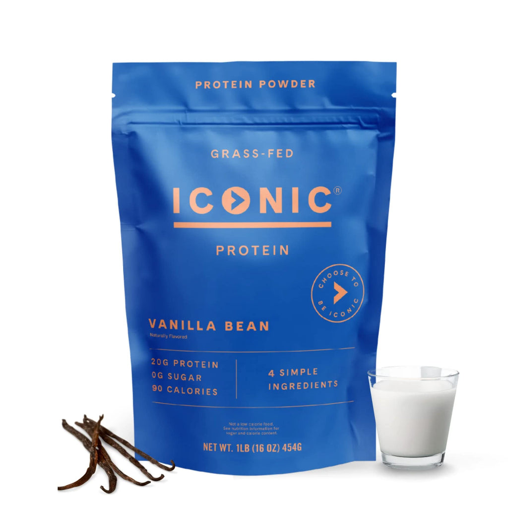 ICONIC Protein Powder, Vanilla Bean - Sugar Free, Low Carb Protein Powder - Lactose Free, Gluten Free, Non-GMO - 20g Grass Fed Whey & Casein Protein - Keto Friendly, 1 lb Pouch (18 Servings) 1 Pound (Pack of 1)