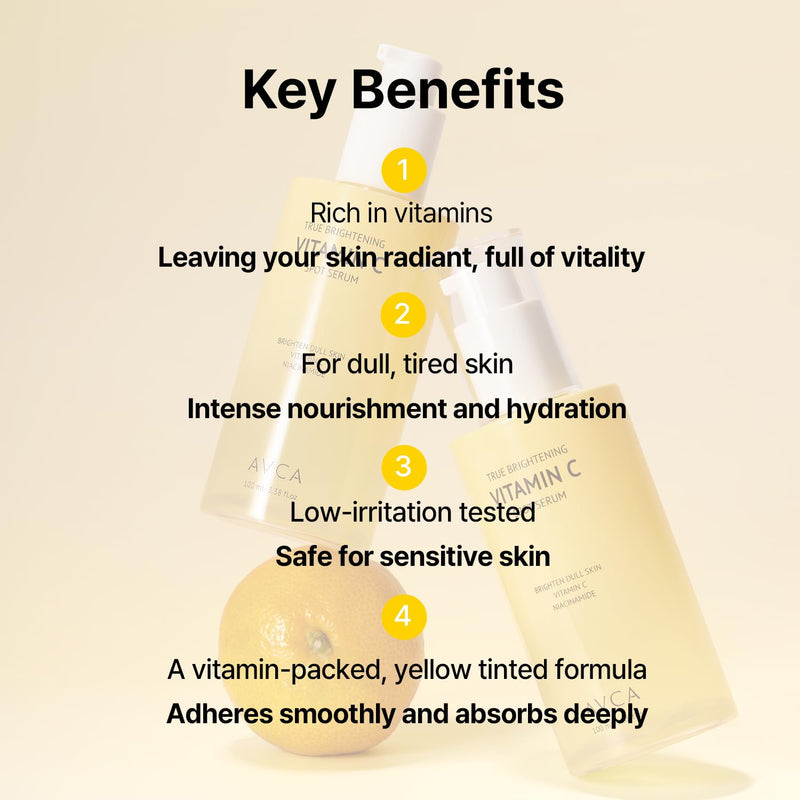AVCA Vitamin C Brightening Serum 100ml(3.38 fl. oz) – Niacinamide Dark Spot & Even Tone, Antioxidant Face Serum for Dull Skin, K-Beauty, Fragrance-Free