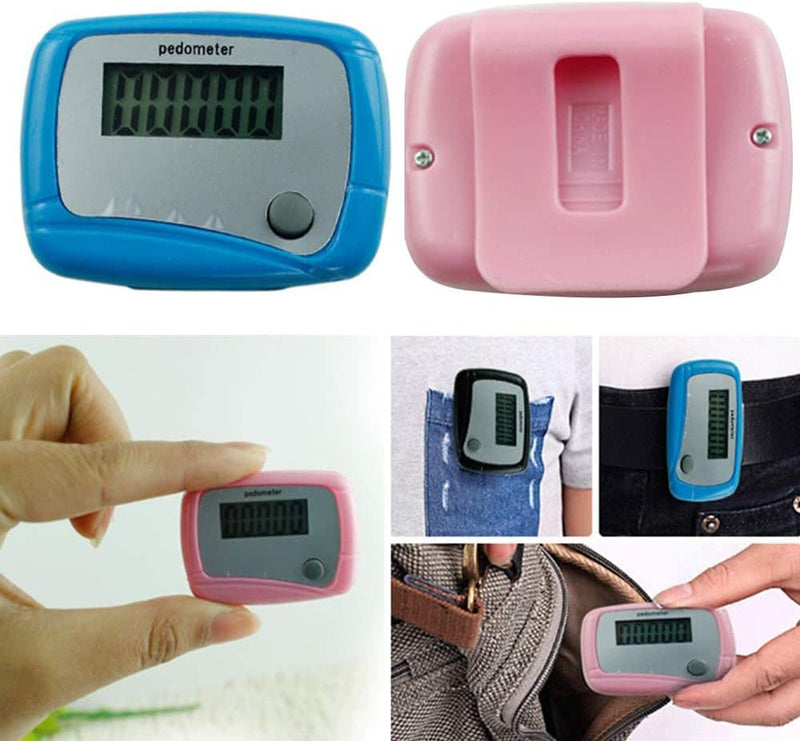 [Australia] - Portable Counter Mini Digital LCD Pedometer Sports Walking Running Step Counter Meter Walking Distance Miles, Daily Target Monitor, Exercise Time, Calorie Counter Red 