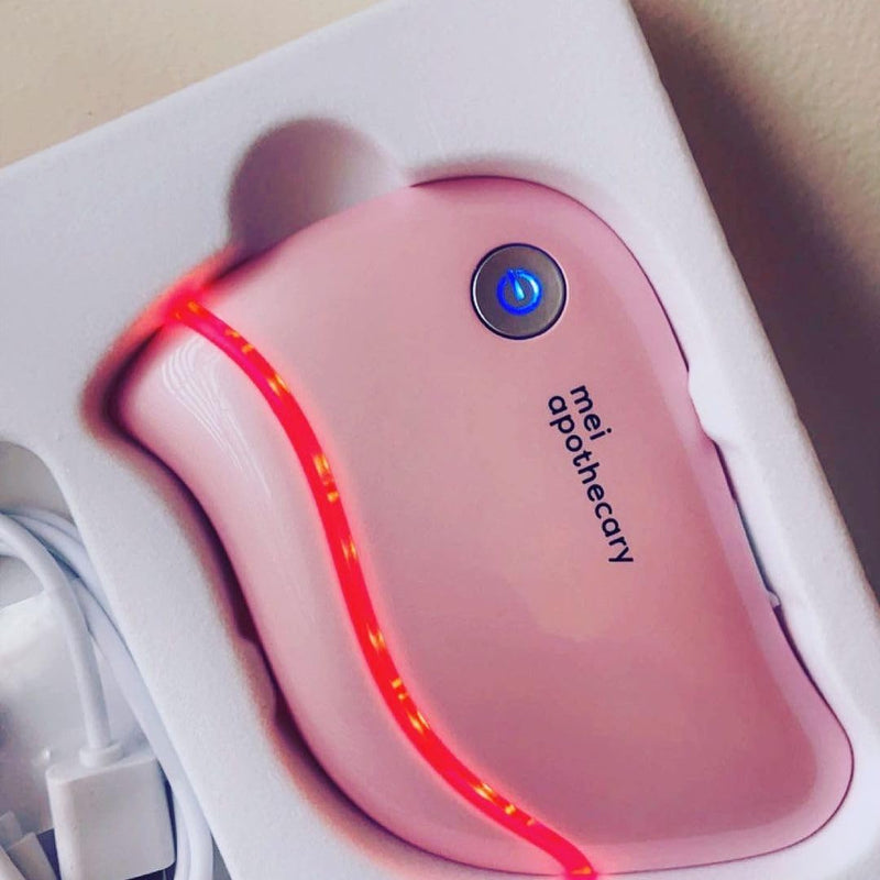 Mei Apothecary Triple Threat LED Gua Sha Tool Natural, Non-Toxic Skincare | LED Light, Heat & Sonic Vibration for Enhanced Facial Care Pink
