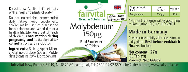 [Australia] - Fairvital | Molybdenum 150µg - 90 tablets - HIGH DOSE - essential trace element - VEGAN 