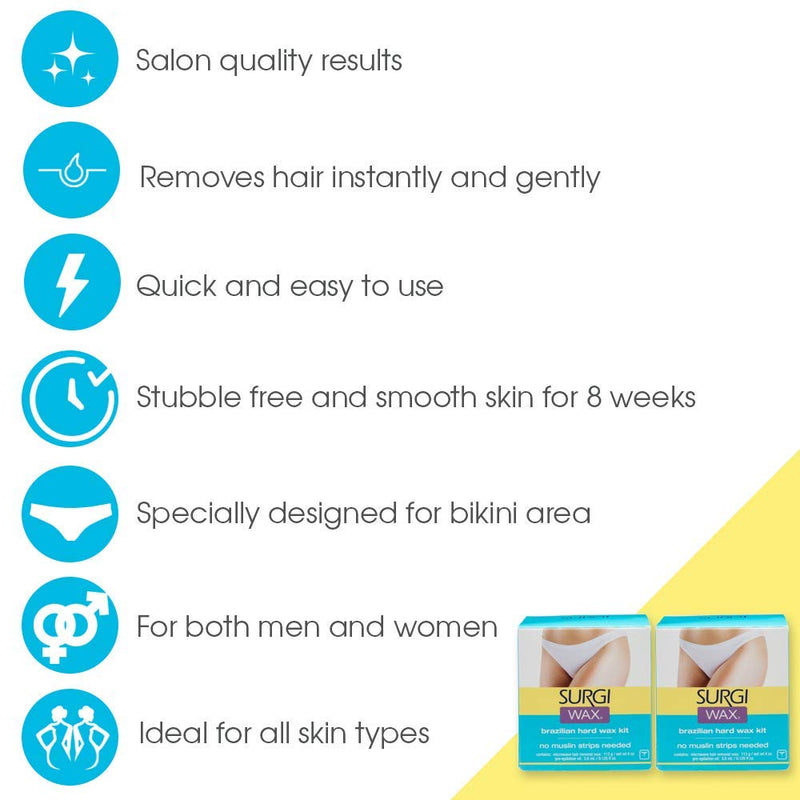 [Australia] - Surgi Wax Brazilian Hard Wax Waxing Kit for Private Parts, 4 Ounce Boxes (Pack of 3) 