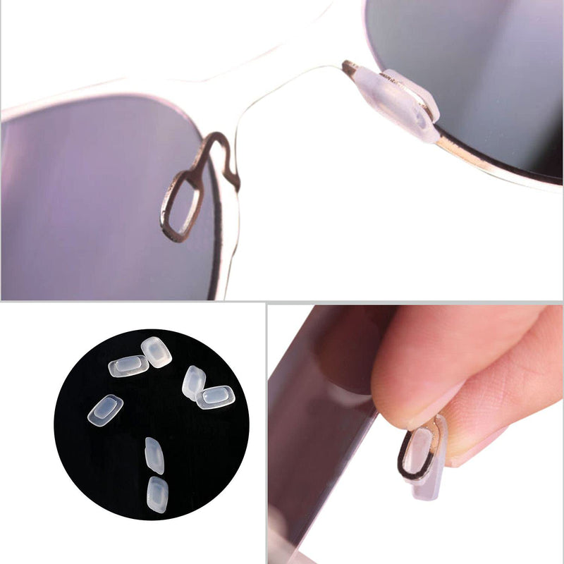 [Australia] - Eyeglass Nose Pads 4 Pair of Replacement Square Premium Grade Soft Silicone - Rectangle Shaped Slide/Push-in Nose Pads White 