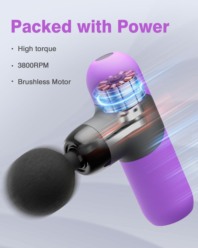[Australia] - Morelax Mini Massage Gun Portable Deep Tissue Muscle Percussion Massager, Electric Handheld Sport Massager with 6 Massage Heads 4 Speed, Best Gift (Purple) Purple 