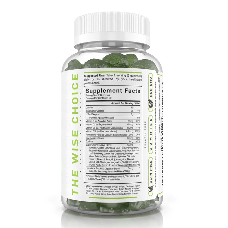 [Australia] - Spirulina Gummies – Your Daily Super Greens with Spinach, Broccoli, Alfalfa, Beet Root, Acai, The Perfect All-in-One Veggie Gummies – Non-GMO, Gluten Free – 60 Vegan Gummies 