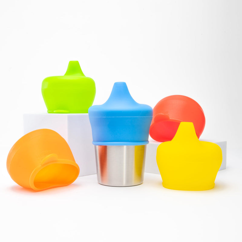 [Australia] - Sippy Cup Lids by Healthy Sprouts - (5 Pack) – Spill Proof Silicone Sippy Lids That Fit Any Cup - Great for Toddlers, Infants, Babies (Red, Blue, Yellow) Red, Blue, Yellow 