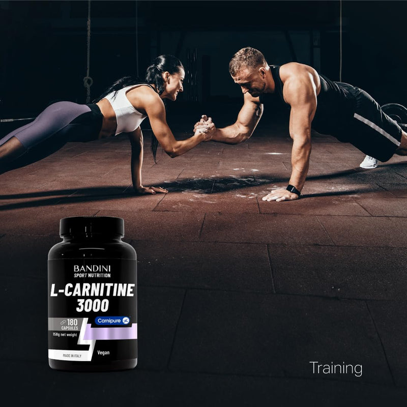Bandini® L-Carnitine 3000, 180 Capsules with High Dose Carnipure®, L Carnitine Tartrate Sports Supplement 100% Vegan, High Strength, Absorption and Bioavailability, Carnitin for Men & Women, Non GMO