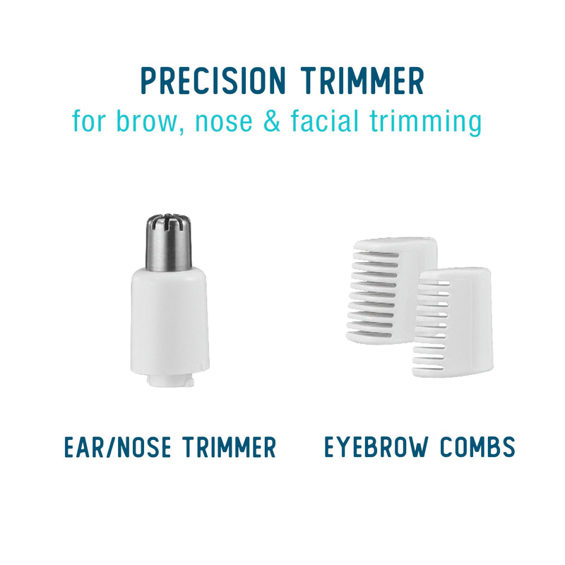 [Australia] - Conair All-in-1 Facial Hair Trimmer for Women, Perfect for Face, Ear/Nose and Eyebrows, Battery-Powered White 1 Count (Pack of 1) 
