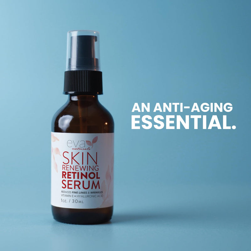Eva Naturals Retinol Serum, Hyaluronic Acid, Vitamin E & Anti-Aging, 1 oz | Night use, dark spot correction, fine lines, wrinkles, resurfacing, acne marks & scars, brightening Original (Fragrance-Free) 1 Fl Oz (Pack of 1)