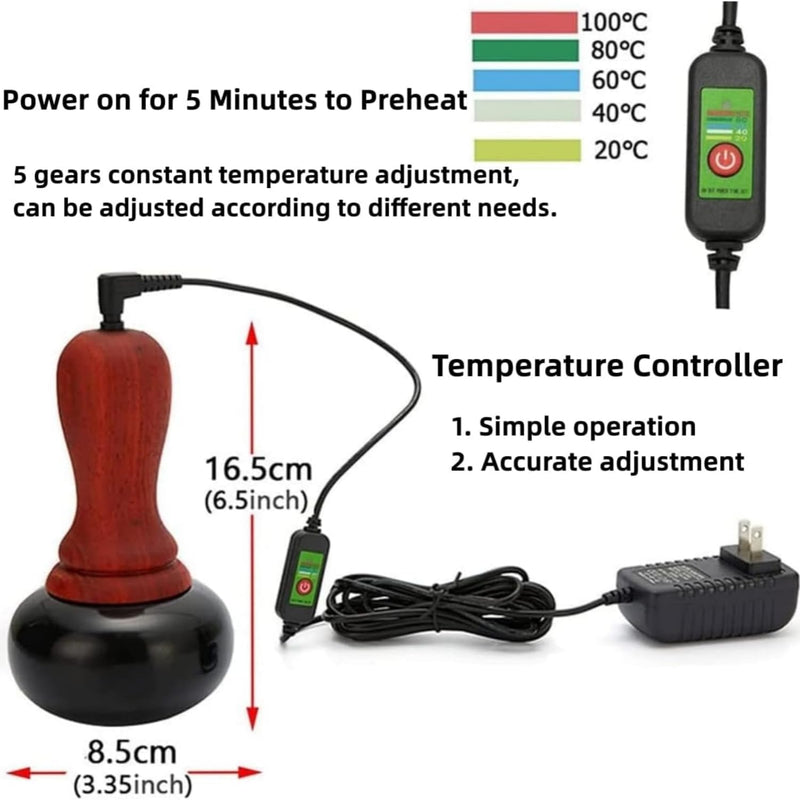 [Australia] - Hot Stones for Massage, Electric Body Massager with Temperature Control, Natural Bian Stone Gua Sha Scraping Massager for Home SPA Relaxation Treatment Pain Relief A 
