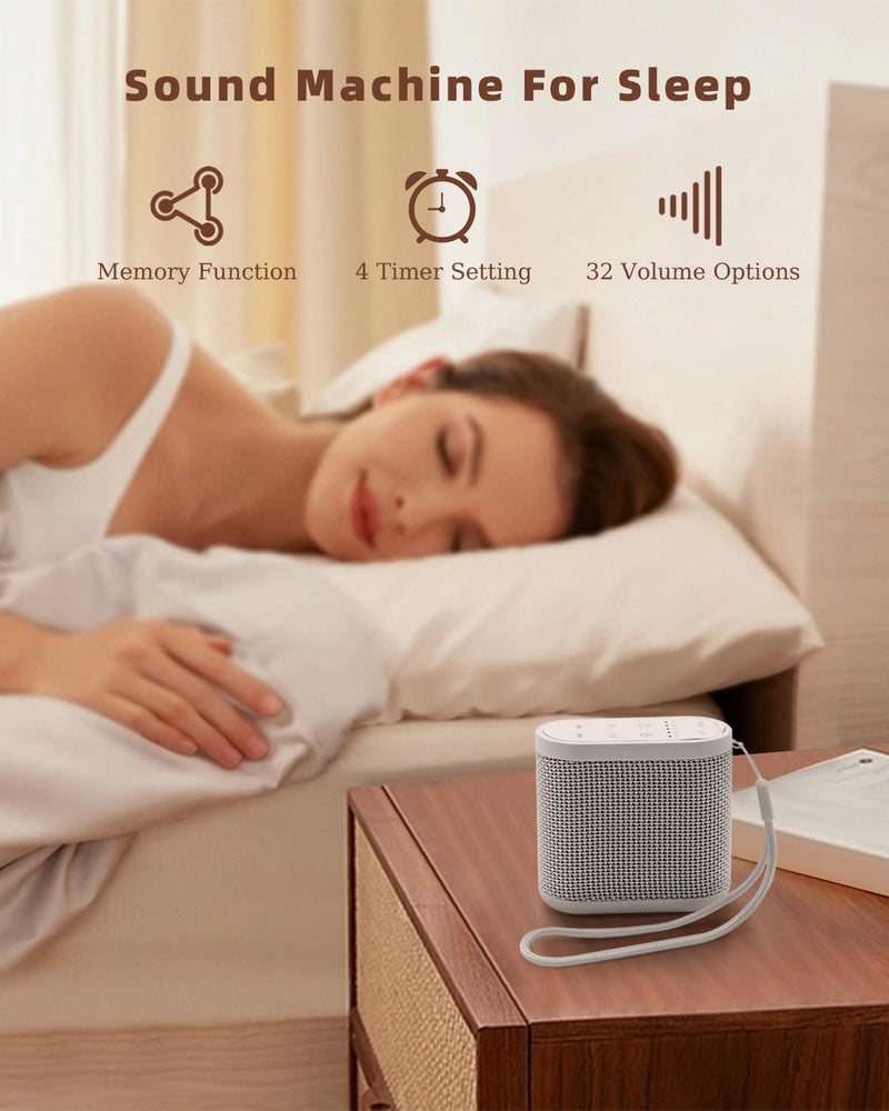 [Australia] - Portable Sound Machine for Travel, White Noise Sound Machine for Sleeping, 52-Hour Lasting Mini Noise Machine with 21 Quality Non-looping Sounds, Headphone Jack, Memory, Timer for Adults, Office,Hotel 