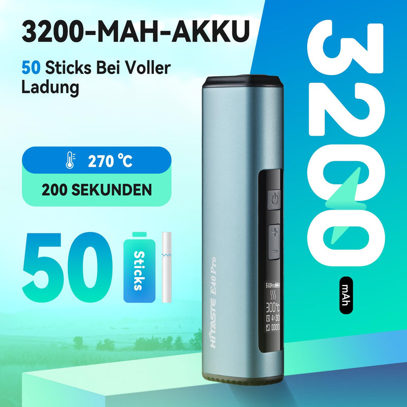 [Australia] - HI TASTE E40 Pro Tobacco Heater Compatible with IQOS ILUMA TEREA, Great Taste, 3200mAh Large Battery, Drying Function, Clear OLED Display, Metal Design (Metal Black) Metal Black 