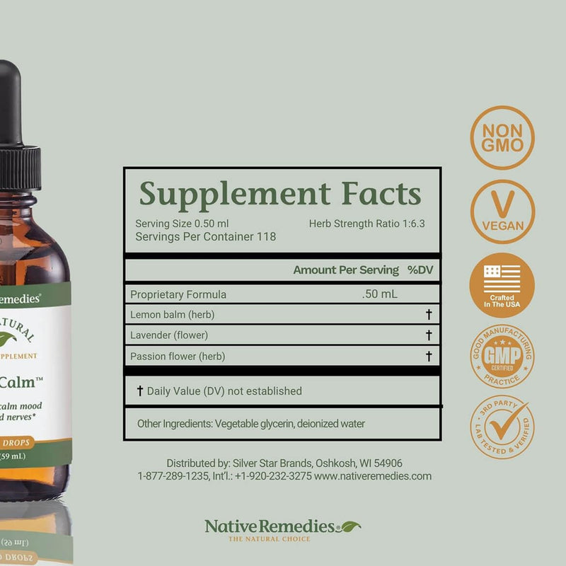 Native Remedies PureCalm - All Natural Herbal Supplement Promotes | Feelings of Calm During Times of Pressure, Stress or Nervous Tension - 59mL 2 Fl Oz (Pack of 1)