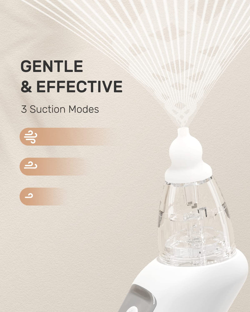 [Australia] - HEYVALUE Nasal Aspirator for Baby, Electric Baby Nose Sucker, Automatic Nose Cleaner with 3 Silicone Tips, Adjustable Suction Level and Music Soothing Function 