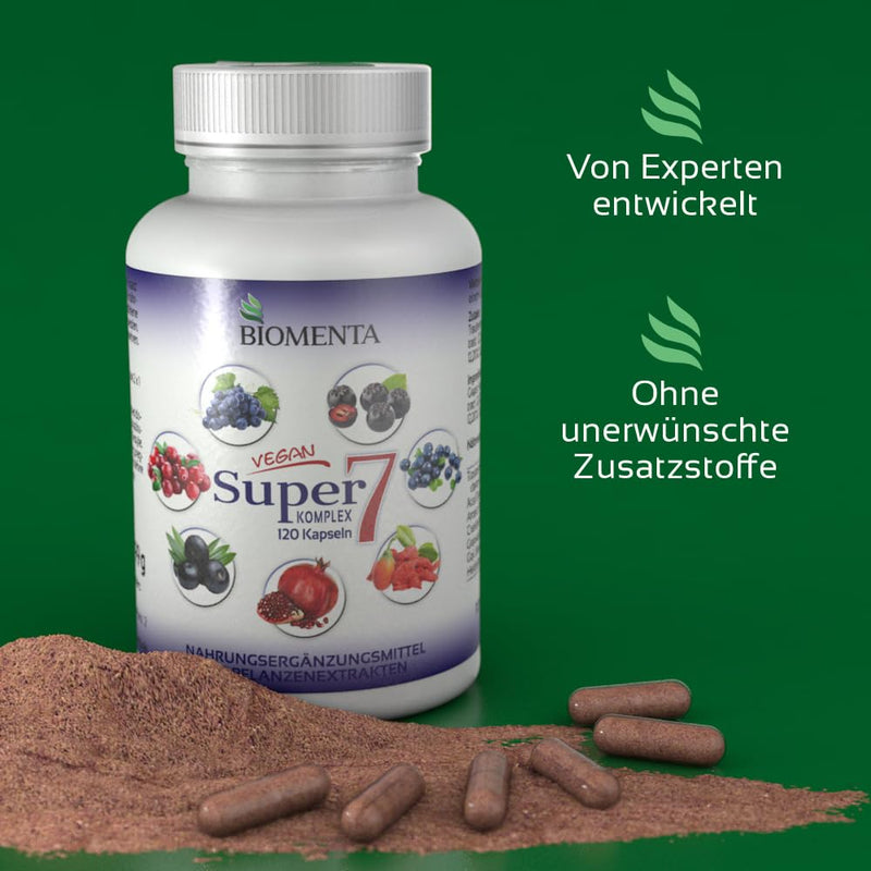 [Australia] - BIOMENTA Super7 - 120 high-dose multi-fruit capsules - Berry Mix with OPC + Cranberry + Goji Berries + Aronia Berries + Pomegranate + Acai + Blueberries - vegan - premium quality 