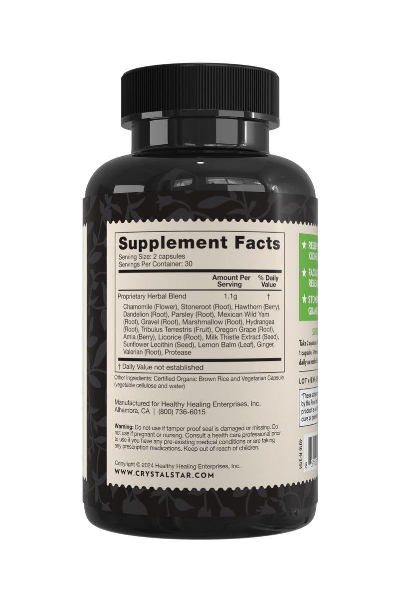 [Australia] - Crystal Star Kidney Care (60 Capsules) ‚Äì Herbal Supplement for Kidney Cleanse, Detox & Support - Stone Root, Gravel Root & Hydrangea Root - Non-GMO 