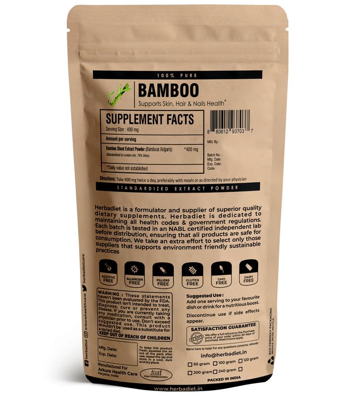 [Australia] - Bamboo Extract Powder | Supports Healthy Skin, Hair & Nails | Natural Hair Supplement with 70% Silica (50 gram / 1.76 oz) 