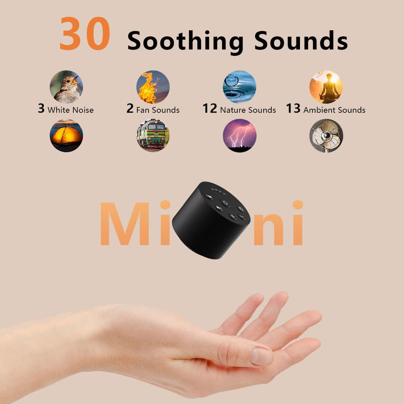 [Australia] - Color Noise Sleep White Noise Portable Sound Machines with 30 Soothing Sounds 32 Levels Volume Compact 4 Timer Options Auto-Off and Memory Function for Travel Home Everyone Black 