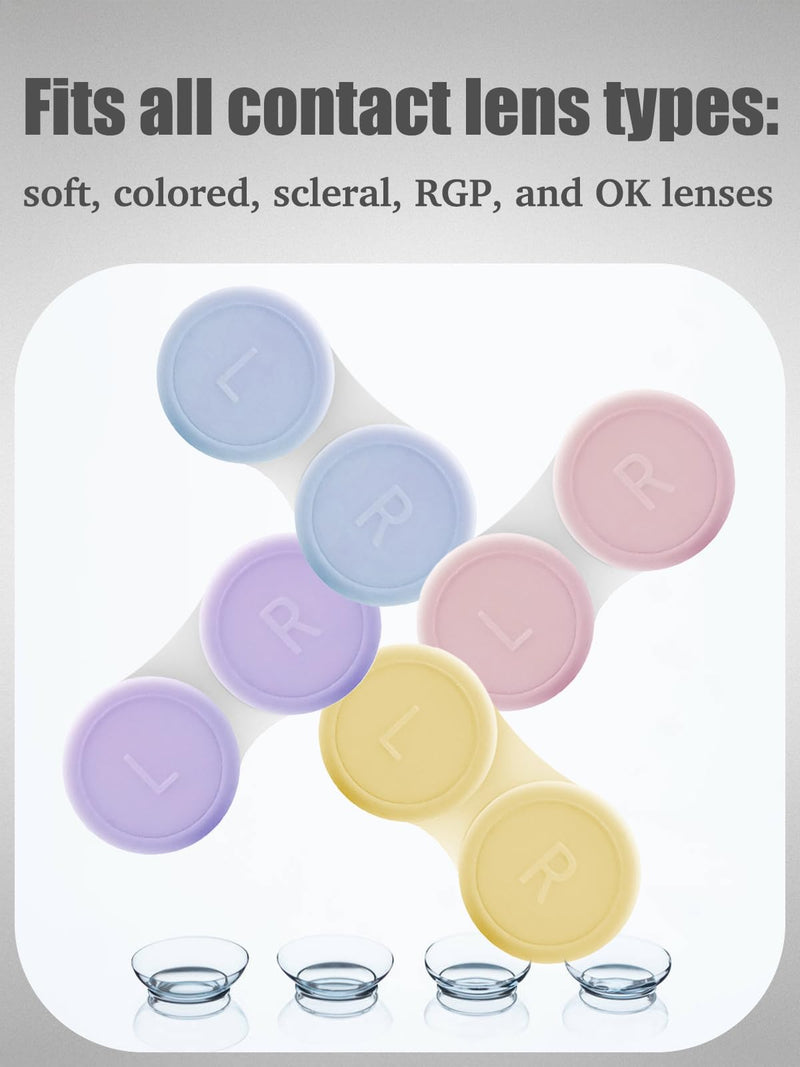 [Australia] - 4 Pack Contact Lens Case, Contact Solution Soaking Case Replacement Kit for Travel, Daily Use (Pink) Surgar Pink 