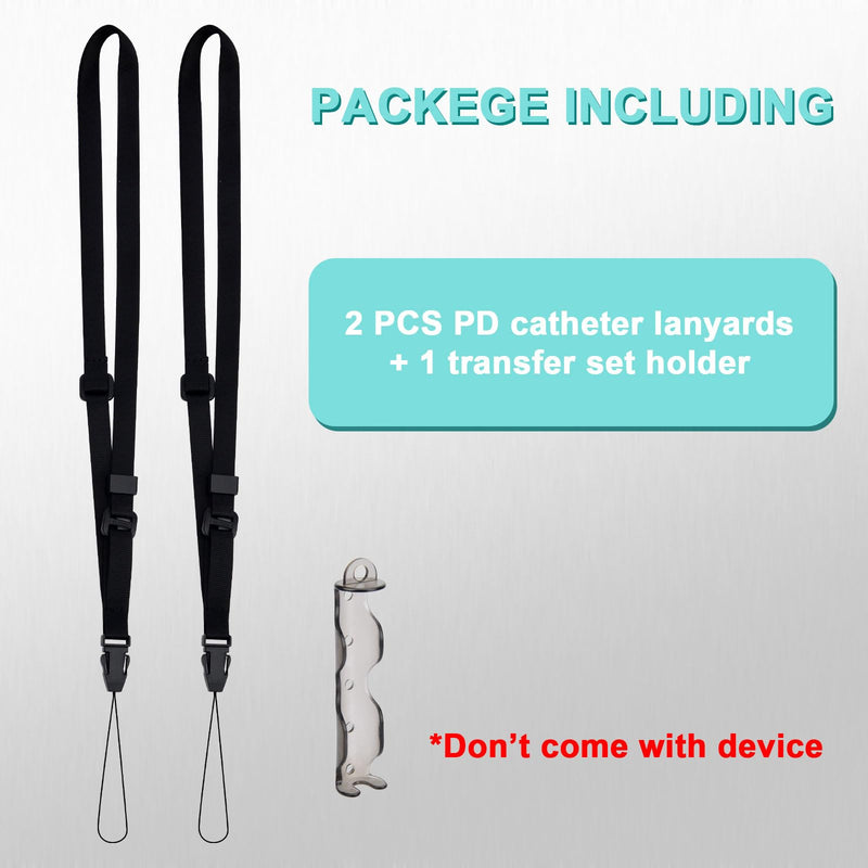 [Australia] - iGuerburn PD Catheter Holder for Baxter, Peritoneal Dialysis Catheter Showering Support with 2 PCS Adjustable Necklace Lanyard, PD Transfer Set Accessories for Men/Women - Black 