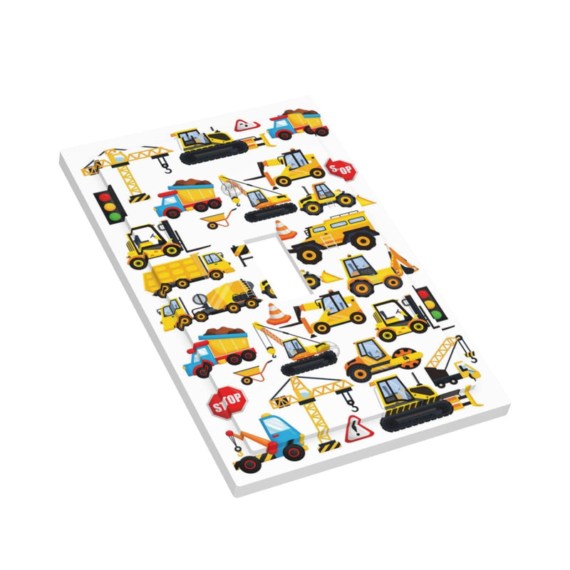 [Australia] - Transport Boys Kids Construction Trucks Cartoon Transportation Car Tractor Vehicles 1 Gang Electrical Single Toggle Device Switch Wall Plate Jumbo Size Decorative Outlet Light Switch Cover Faceplate 1 Gang Toggle Cartoon Kids Car Truck 