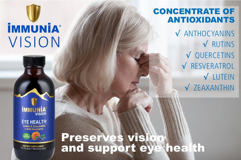 Vision. Lutein, Wild Blueberry, and Elderberry Concentrate. Eye Health Antioxidant Supplement. Concentrated Formula. Delicious Taste. 5 ml/Day. (1-Pack) 1 bottle